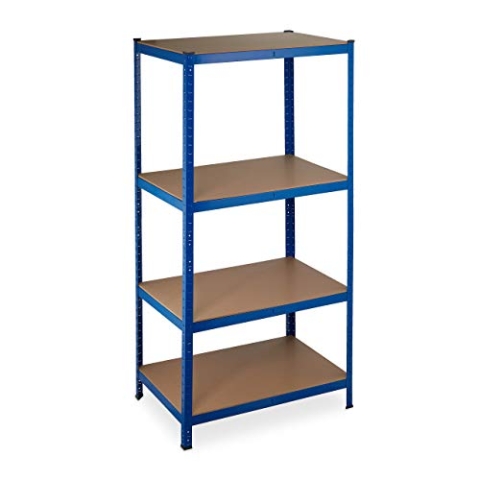 Relaxdays Schwerlastregal, Traglast 1060 kg, 4 Ebenen, zum Stecken, Keller, Garage, Stahl, HxBxT: 180x90x60 cm, blau