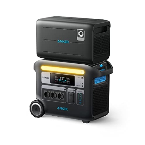 Anker SOLIX F2000 tragbare Powerstation, PowerHouse 767 mit 760 Zusatzakku, 4096Wh LiFePO4 Batterie mit 3 AC Steckdosen 2300W Max, GaNPrime PowerHouse Solargenerator für Outdoor, Stromausfälle