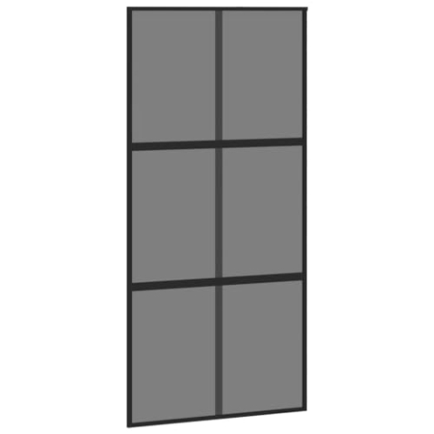 vidaXL Schiebetür, Glasschiebetür mit Metallrahmen, Schlank Glastür Tür mit Zubehör, Innentür Zimmertür, Schwarz 102,5x205 cm Hartglas Aluminium