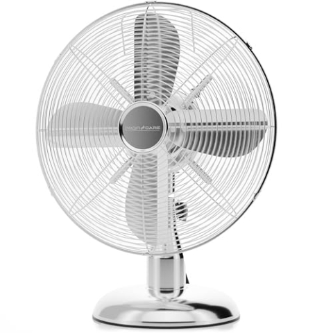 ProfiCare® Ventilator mit Schwenkfunktion | Ventilator leise 3 Stufen | Ø 25 cm | Tischventilator 30W | Fan | Tischventilator sehr leise | PC VL 3062 M chrom