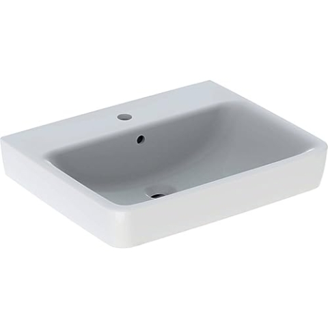 Geberit Renova Plan Waschtisch, 60x48cm, Modernes eckiges Design, unterbaufähig, mit Überlauf, Waschbecken 501636001