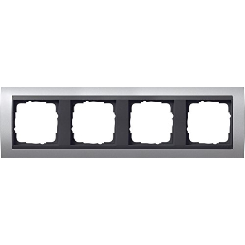 Gira 021406 Abdeckrahmen 4-Fach Event Aluminium mit anthrazit Zwischenrahmen