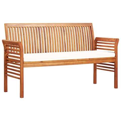 vidaXL Akazienholz Massiv Gartenbank 3-Sitzer mit Kissen Sitzbank Holzbank Parkbank Bank Gartenmöbel Balkonbank Terrassenbank 150cm