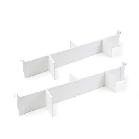 Emuca - Set Verstellbarer Trennelemente Schublade organisieren, Schubladenteiler Organizers, Schubladentrenner 900 mm, Aluminium, weiß.