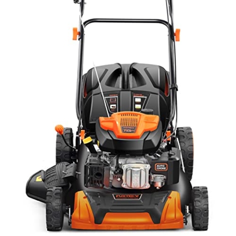 FUXTEC 4in1 Benzin Rasenmäher FX-RM5196 mit Edge-Cut, Gartenmäher inkl. Seitenauswurf-Funktion, 51 cm Schnittbreite, 4-Takt mit Hinterradantrieb, kugelgelagerte Big Wheel Räder, 60L Grasfangkorb