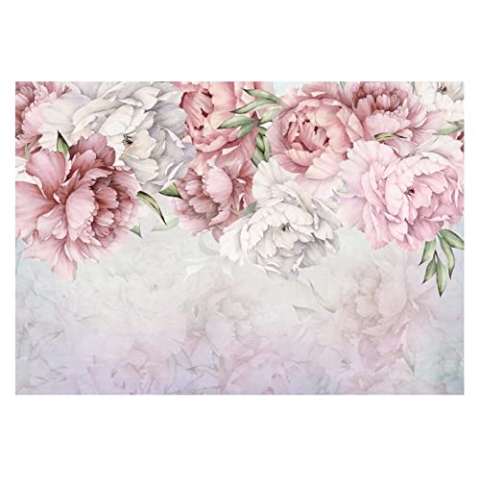 WallArena - Vlies Fototapete Blumen Pfingstrose Romantisch Rosen 312x219 cm - Fototapeten - Tapeten - für Wohnzimmer Schlafzimmer - Vliestapete Wandtapete Tapete 3D Effekt- inkl. Kleister