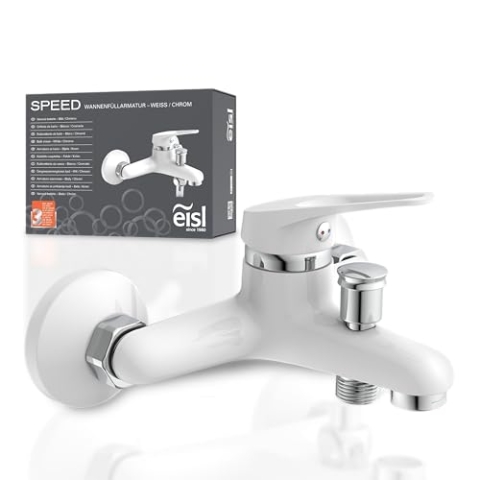 EISL NI023SCR-W SPEED Badewannenarmatur, Mischbatterie für die Badewanne, Einhebel-Wannenfüllarmatur mit Umsteller, Wasserhahn für die Wanne, Weiß