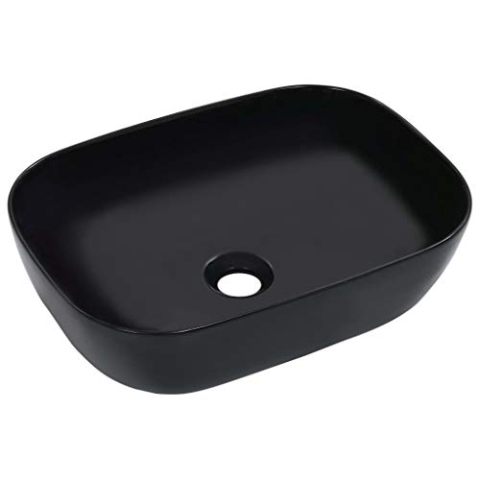 vidaXL Waschbecken Waschschale Waschtisch Aufsatzwaschbecken Waschplatz Handwaschbecken Aufsatzbecken Badezimmer 45,5x32x13cm Keramik Schwarz