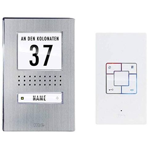 M-e modern-electronics 41165 Tuersprechanlage Kabelgebunden Komplett-Set Edelstahl, Weiß