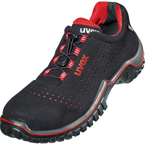 Uvex Motion Style Halbschuh, Sicherheitsschuhe S1 SRC, Arbeitsschuhe für Herren, Schwarz/Rot, Größe 41