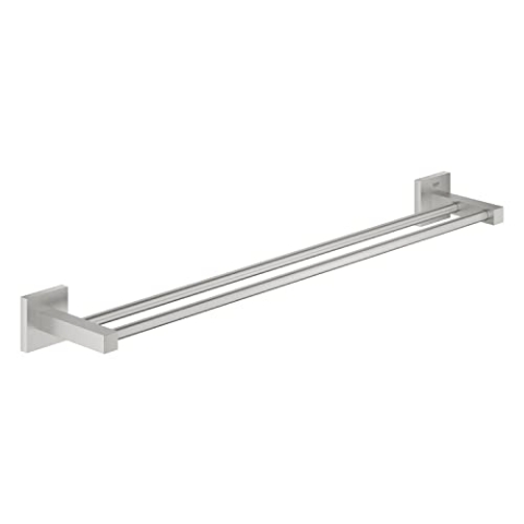 GROHE Start Cube - Doppel- Badetuchhalter (Stichmaß: 600mm, verdeckte Befestigung, Material: Metall), supersteel, 41104DC0