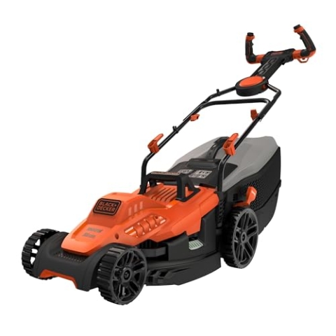 Black+Decker Elektro-Rasenmäher mit EasySteer Lenkgriff BEMW471ES (1.600W, 38cm Schnittbreite, 6-fach Höhenverstellung, 45l Grasfangbehälter, ideal für mittlere Gärten)