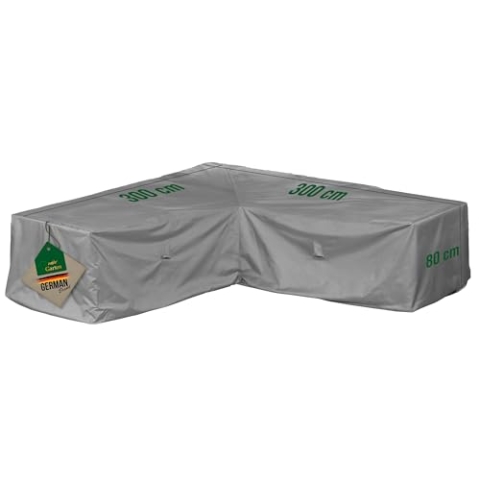 Mehr Garten Abdeckung Gartenmöbel Winterfest Lounge L-Form, 300x300x80 cm, grau, Oxford 600D Gewebe, Abdeckplane Gartenmöbel wasserdicht, UV-beständig und wetterfest