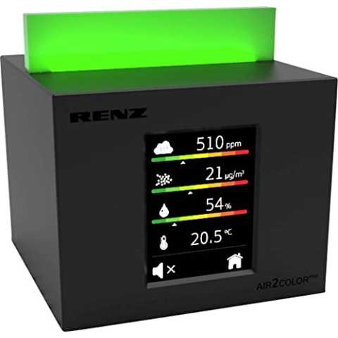 RENZ 4798000270 AIR2COLOR PRO Luftqualitätsmesser mit CO2 Messgerät, 220 V, schwarz