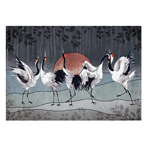 Fototapete Vögel Kranich Japan Asien Orient Wohnzimmer Schlafzimmer Vlies Tapete Wandtapete Latexdruck UV-Beständig Geruchsfrei Hohe Auflösung Montagefertig (14154, V8 (368x254 cm) 4 Bahnen)