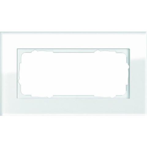 Gira 100212 Abdeckrahmen 2-fach ohne Mittelsteg Esprit Glas, weiß