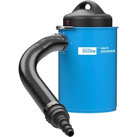 Güde Absauganlage GAA 50 (1100 W, Luftleistung 183 m³/h, Behältervolumen 50 l, Unterdruck 2500 pa, Schlauch L 200 cm/Ø 10 cm, für Holzberarbeitungsmaschinen mit Absaugung, inkl. 5-tlg. Adapter-Set)