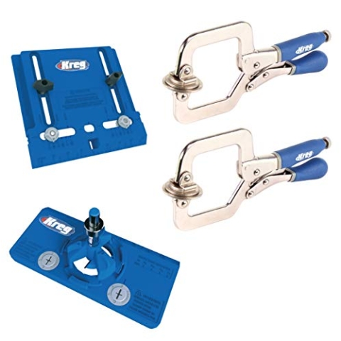 KREG Schrankbau-Set mit Cabinet Hardware Jig (KHI-PULL) + Concealed Hinge Jig (KHI-HINGE) + 2 x Schnellspannzwingen (KHC-PREMIUM)