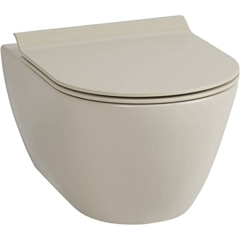 Ben Segno Hänge-WC mit Tiefspül mit WC-Sitz Nanobeschichtung Tornado-Spülung beige - Wand-WC - Keramik