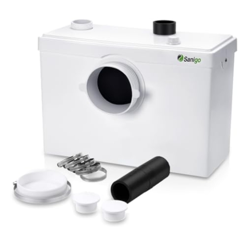 Sanigo SANI600 Zerkleinerer für Sanitär, automatische Pumpe zur Beseitigung von Abwasser, leise, 3/1 Eingänge für WC Waschbecken 600 W
