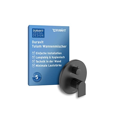 Duravit Tulum Wannenarmatur Unterputz für 2 Verbraucher mit Umstellventil, Einhebel-Wannenmischer mit Keramikmischsystem, Schwarz Matt