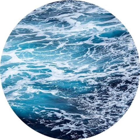 Komar DOT runde und selbstklebende Vlies Fototapete Aloha - Ø Durchmesser 125 cm - 1 Stück - Meer, Wasser, Brandung, Tapete, Dekoration, Wandtapete, Wandbild, Wandbelag, Designtapete - D1-041