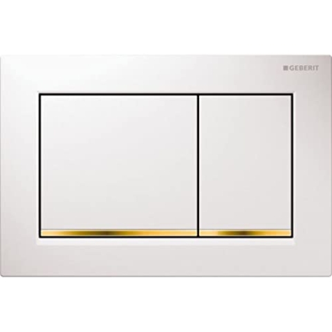 Geberit 115080KK1 Abdeckplatte Omega 30 115.080.KK.1 2-Mengenspülung vergoldet/Weiss