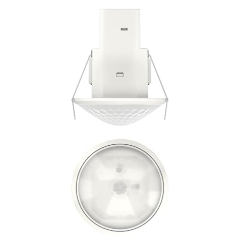 Theben 2080560 theRonda S360-100 DE WH I Passiv-Infrarot-Präsenzmelder für Deckeneinbau I Runder Erfassungsbereich 360°, Ø 8 m, (50 m²) I 1 Kanal Licht I PIR