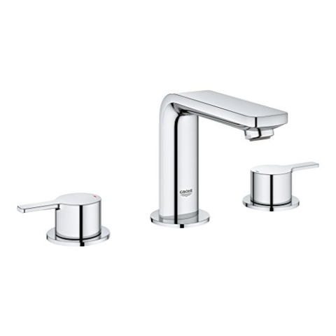 Grohe Lineare Badarmatur - 3-Loch-Waschtischarmatur mit Zugstange, chrom 20304001 Silber