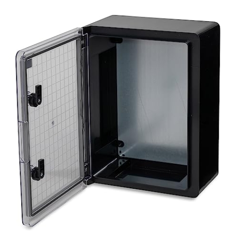 BOXEXPERT® Verteilerkasten außen wasserdicht [ABS Kunststoff IP65 Gehäuse inkl. Sichttür] schwarz (Serie Fleet) 400x300x170mm | Schaltschrank außen | Wandschrank | Industriegehäuse | Leergehäuse