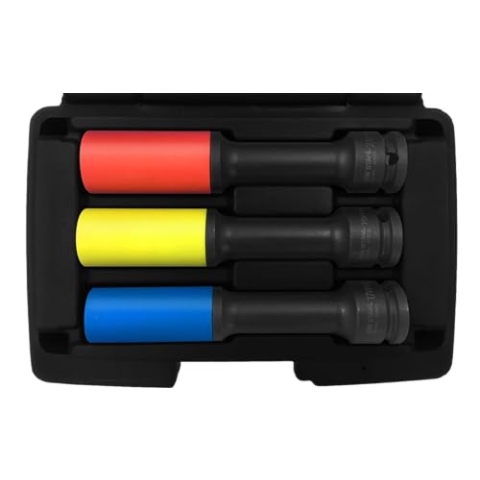 SW-Stahl 07880L Radmuttereinsätze 1/2 I 3-tlg Radmutter Set I Felgenschonende Radnüsse I Nüsse Für Alufelgen I Schlagschrauber Einsatz Felgen I 17, 19, 21 mm Nüsse I Extra Lange Radnuss