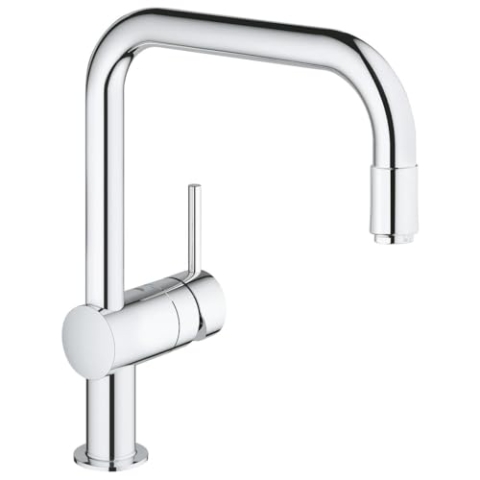 GROHE Minta - Einhand-Spültischarmatur (U-Auslauf, Einlochmontage, herausziehbarer Mousseurauslauf, flexibler Anschluss), chrom, 32067000