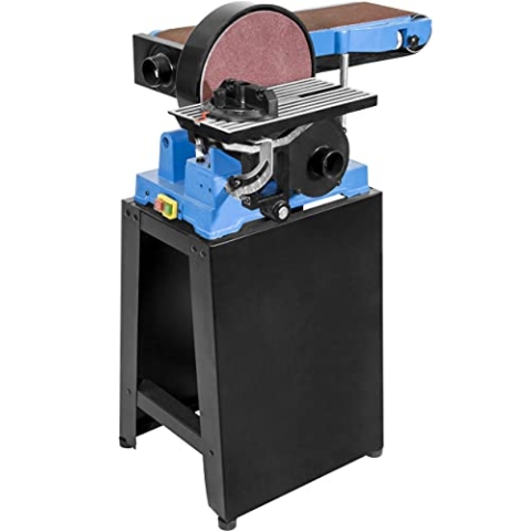 Güde 38352 Band- & Tellerschleifer GBTS 1100 (230 V, 1100 W, 230 mm Ø-Klettschleifscheibe, schwenkbarer Auflagetisch) Blau, Schwarz
