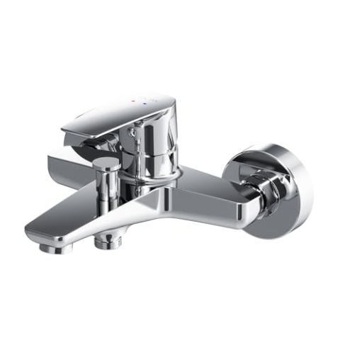Badewannenarmatur mit Auslauf, Mischbatterie Badewanne, Brausebatterie Wanne, Einhand-Wannenbatterie für Badewanne und Dusche, Badezimmer Armatur, Chrom, AM.PM GEM FGA10000