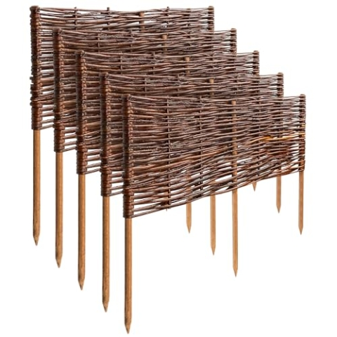 Creative Home Beeteinfassung Weide Weidenzaun 5er Set | 60 x 30 cm (+/- 1 cm) | Gartenzaun Beetumrandung Steckzaun | Rasenkante Beetbegrenzung | Dekorativer Zaun Garten