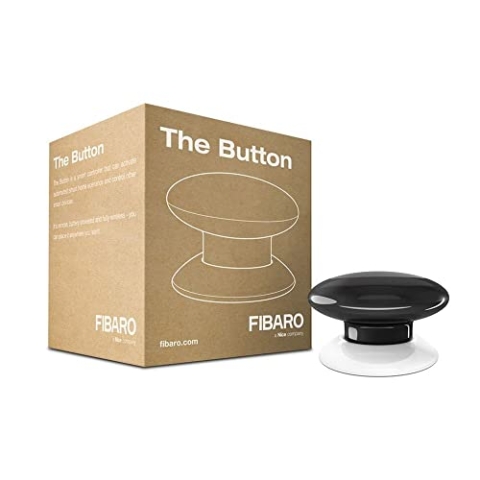 FIBARO The Button Black / Z-Wave Plus Drahtlose Tragbare Schalt-Knopf, Schwarz, FGPB-101-2