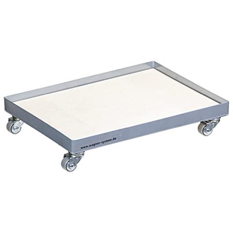 WAGNER Transporthilfe MM 1184 I 41 x 31 x 8 cm - Tragkraft 100 kg - ideal für genormte Stapelboxen & Getränkekästen I herausnehmbare Ladefläche I wendige Softlenk-Rollen I vielseitig - 20118401