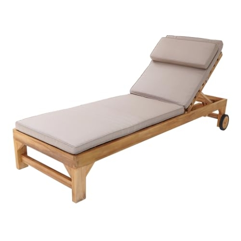 AXI Rama Gartenliege aus Teak Holz mit Kissen | Sonnenliege aus Teakholz mit Verstellbarer Rücklehne - 4 Positionen | Sonnenbett/Liege mit Rollen für Draußen/Garten