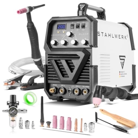 STAHLWERK Schweißgerät 3 in 1 Kombi AC/DC WIG 200 Plasma ST IGBT - WIG & MMA bis 200 A, Plasmaschneiden bis 50 A, Edelstahl, Kupfer, Aluminium, Titan, 7 Jahre Herstellergarantie