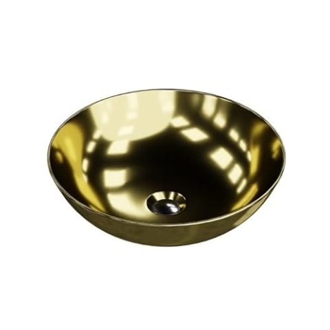 LAVITA Aufsatzwaschtisch Rosa Gold Aufsatzwaschbecken Rund Waschbecken Ohne Überlauf und Hahnloch Aus hochwertigem Porzellan Waschtisch modernes Badkeramik Waschplatz 40x40x13,5 cm Gold