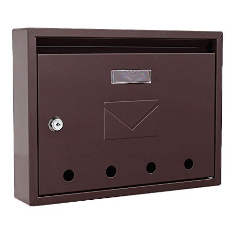 Rottner Briefkasten Imola, Braun, Zylinderschloss mit 2 Schlüssel, Stahl, BxH 320x240 mm, Befestigungsmaterial inklusive, Namensschild, Sichtfenster