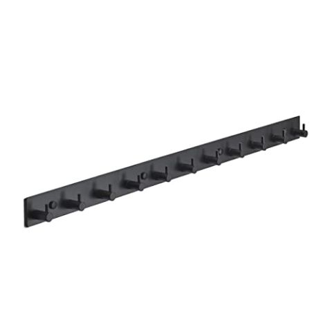 Brute Strength - Garderobenständer - 11 Haken - 74 cm - Edelstahl - Türhaken für Küche, Hakenleiste schwarz, Wandgarderobe, Bad, Wohnzimmer und Flur für Mützen Schals Handtaschen - Handtuchhaken