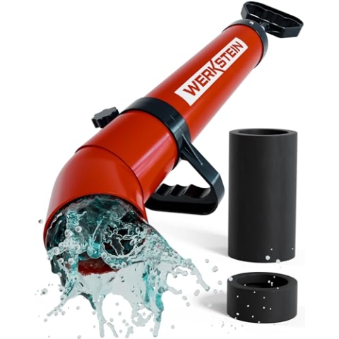 WERKSTEIN Rohrreinigungspumpe I Hochdruck Abflussreiniger zur schnellen und effektiven Rohrreinigung in Bad, Küche und WC I Made in Germany I Rohrreiniger Abflussreiniger Pumpe Rohrreiniger Druckluft