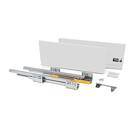 Emuca - Schubkastengarnitur für küche oder badzimmer mit Vollauszug und integriete Dämpfung, Höhe 185mm und Tiefe 400mm, Weiß