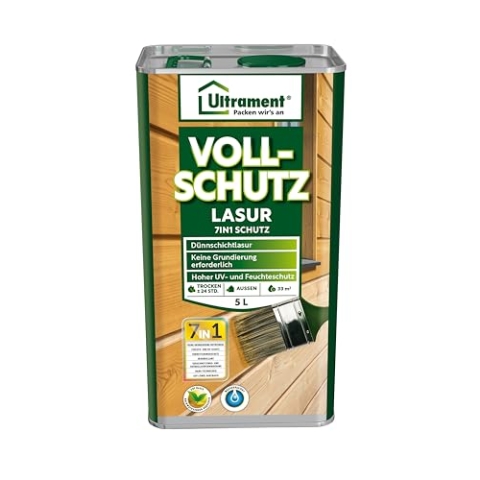 Ultrament Vollschutz-Lasur 7-in-1, nussbaum, Holzschutz, 5 Liter