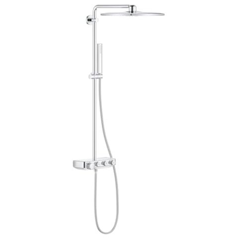 GROHE Euporia Smartcontrol 310 Cube Duo - Duschsystem mit Thermostatbatterie (wassersparend, 3 Strahlarten, Verbrühungsschutz, inkl. Duschablage), chrom, 26508000