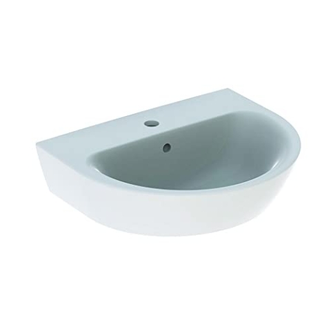 Geberit Renova Waschtisch, 1 Hahnloch, mit Überlauf, Breite: 55cm, 500.369.01.8, Farbe: Weiß