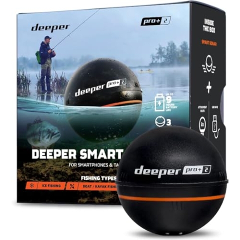 Deeper Smart Sonar Pro+ 2 Fischfinder Echolot – mit Tiefenmesser und GPS-Sender | Angeln im Kajak, Boot oder beim Eisangeln | mit kostenloser App