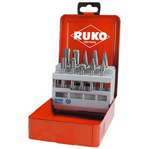 RUKO 116003 - Juego de 10 fresas de metal duro con vástago de 6 mm