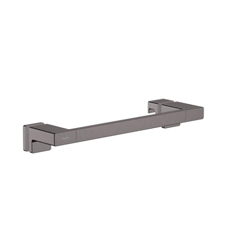 hansgrohe AddStoris - Duschtürgriff, Haltegriff Dusche, Handtuchhalter, Badetuchhalter, verdeckte Befestigung, Badezimmer Zubehör, Brushed Black Chrome, 41759340